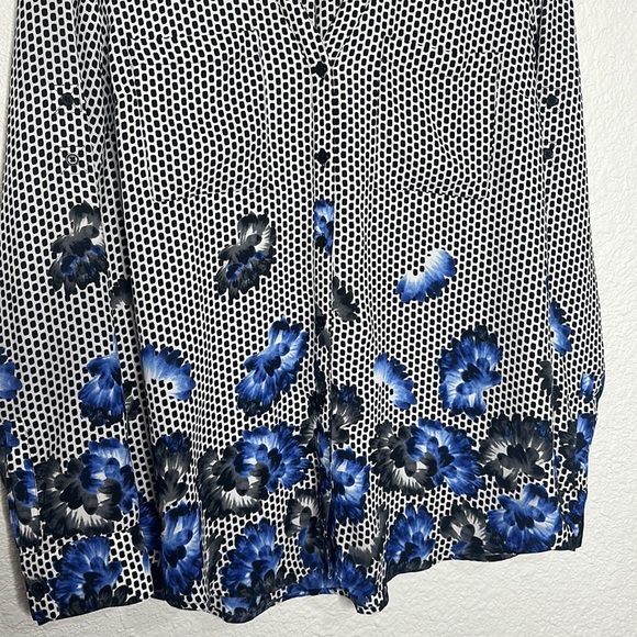 EXPRESS the portofino shirt size large blue floral dots business work office - Picture 3 of 7